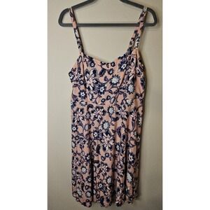 Torrid Dress Women 0 Large 12 Peach Floral Challis Sweetheart Neckline Mini